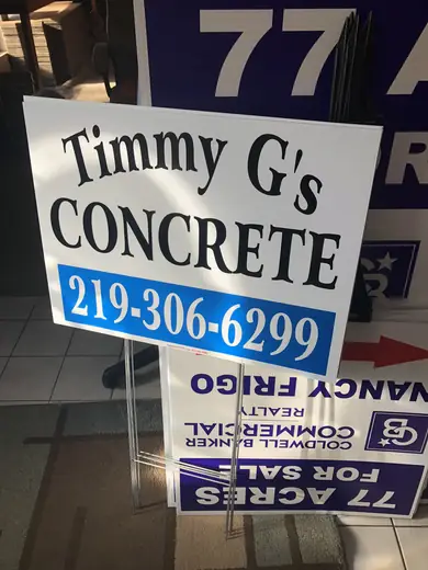 Printed concrete contractor sign