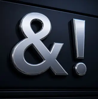 Example concept image: chrome punctuation, rendered in the site style